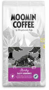 Stinky-kaffe är ett smaksatt bryggkaffe med brasilianska pärlbönor som bas, där salt lakrits möter koncentrerad kaffekaraktär i